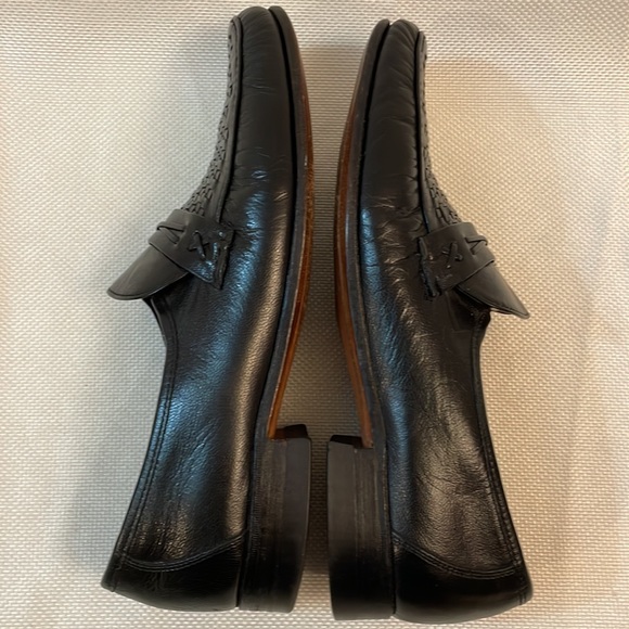 Dacks Black Hand Sewn Vamps Weave Woven Loafers Size 10 - Picture 3 of 9